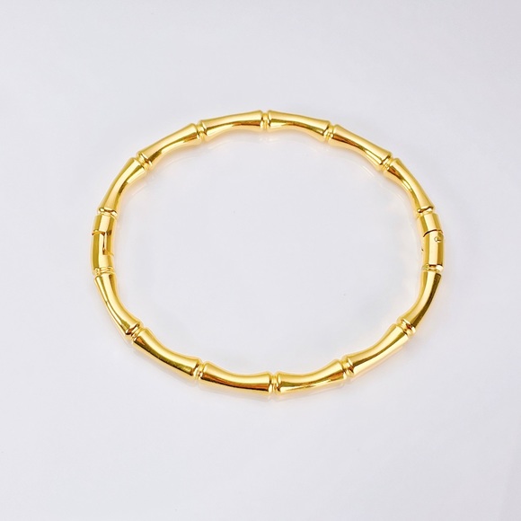 Bamboo Bangle 18K Gold Plated Bracelet - Picture 3 of 9